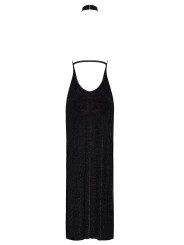 Robe longue en maille pailletée Onyx F372 - Noir Handmade