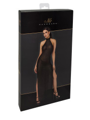 Robe longue en maille pailletée Onyx F372 - Noir Handmade