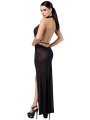 Robe longue fendue Onyx F373 - Noir Handmade