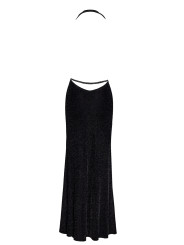 Robe longue fendue Onyx F373 - Noir Handmade