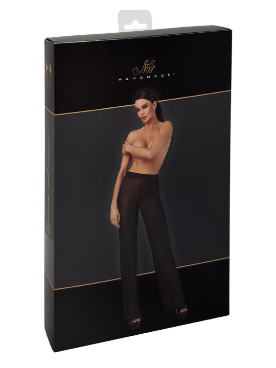 Pantalon en maille pailletée Onyx F374 - Noir Handmade