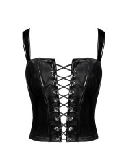 Corset en vinyle Dominae F379 - Noir Handmade