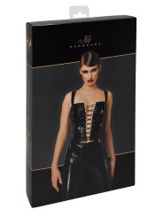 Corset en vinyle Dominae F379 - Noir Handmade