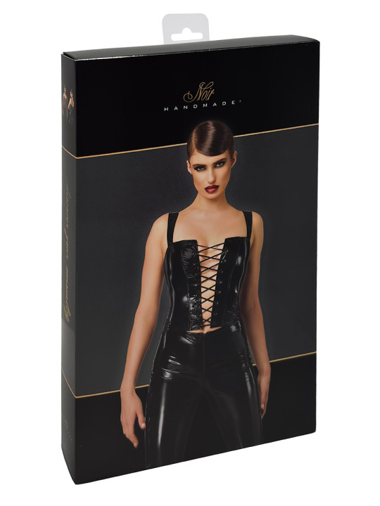 Corset en vinyle Dominae F379 - Noir Handmade