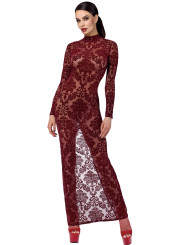 Robe fendue en tulle floqué Kink Royal F383 - Noir Handmade