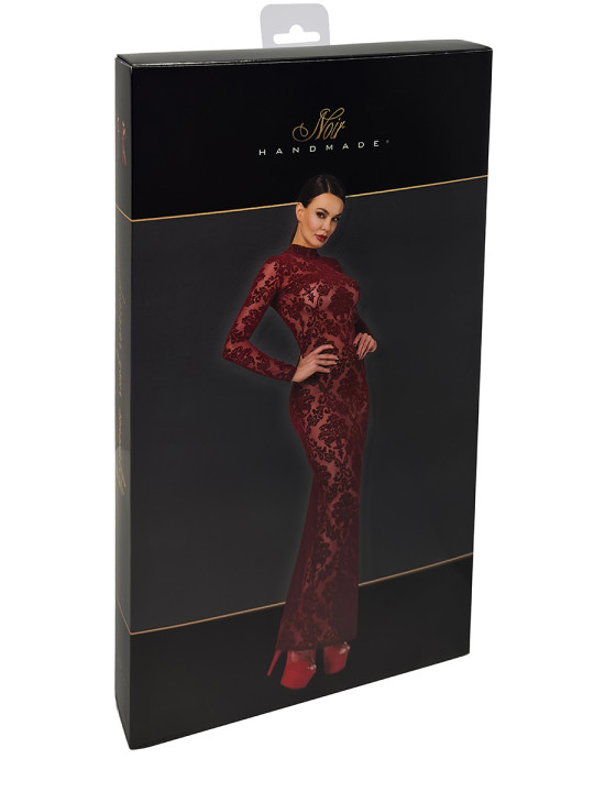 Robe fendue en tulle floqué Kink Royal F383 - Noir Handmade