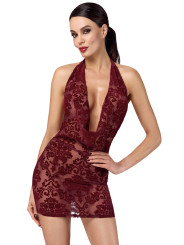 Mini robe dos nu en tulle floqué Kink Royal F385 - Noir Handmade