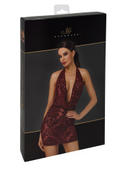 Mini robe dos nu en tulle floqué Kink Royal F385 - Noir Handmade