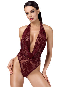 Body en tulle floqué Kink Royal F386 - Noir Handmade