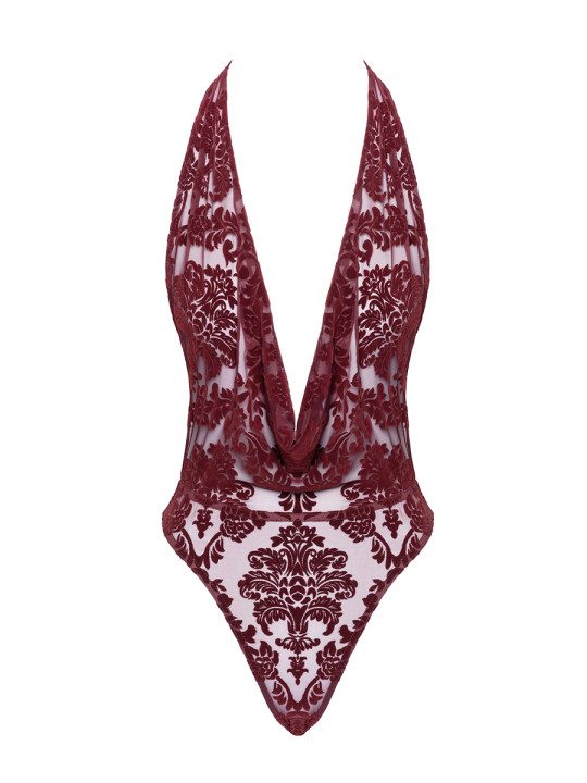 Body en tulle floqué Kink Royal F386 - Noir Handmade